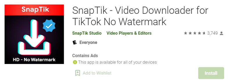 Cara Download Aplikasi TikTok Downloader By Snaptik di Playstore