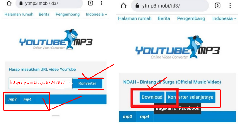 Memindahkan menggunakan SitusWeb Ytmp3